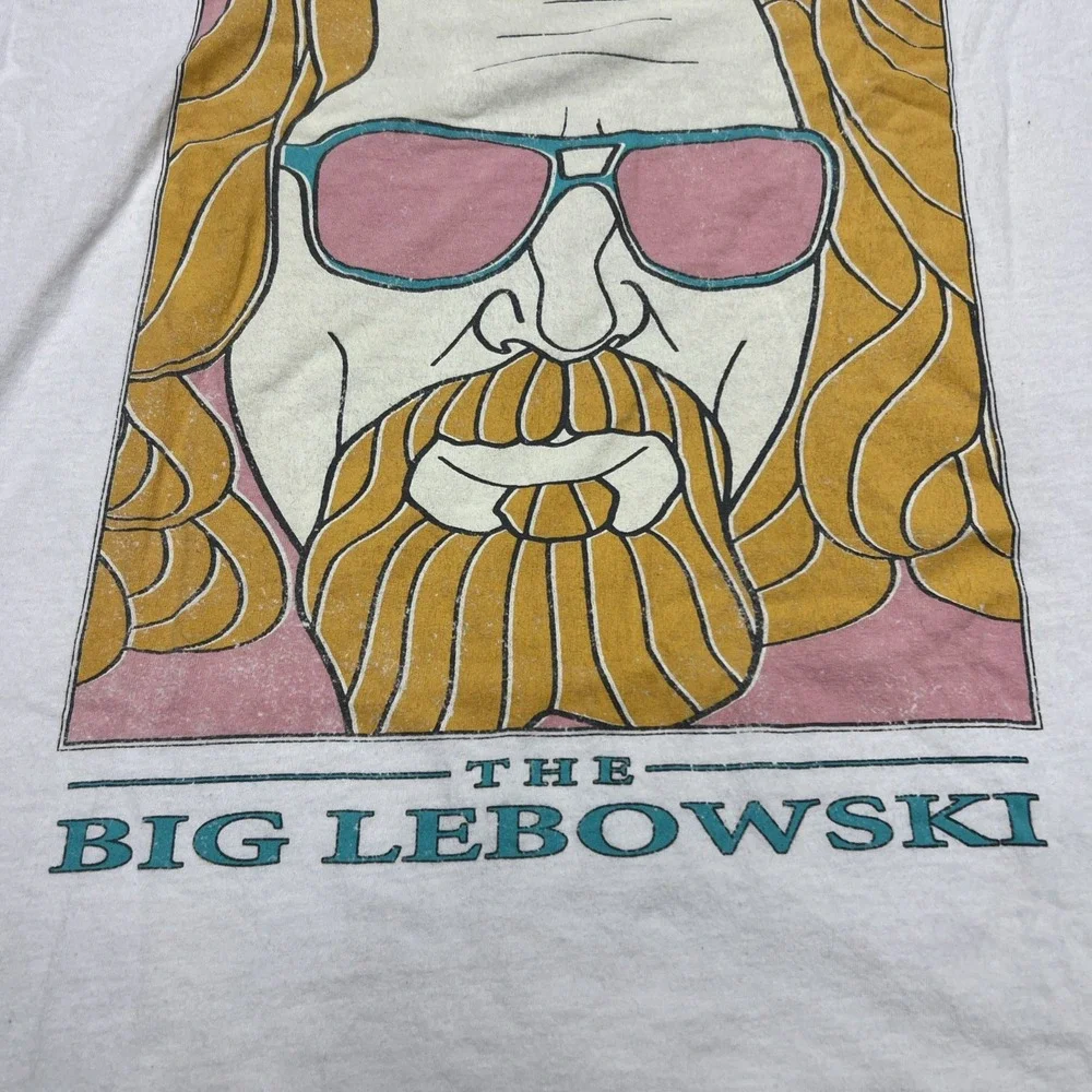 The‎ Big Lebowski Cartoon Face With Sunglasses White T-Shirt Mens Size Large